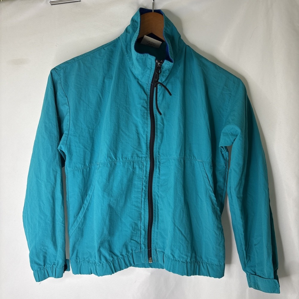 Vtg 90s REI Windbreaker Jacket Full Zip Teal Lightweight Gorpcore Kids M 8/10
